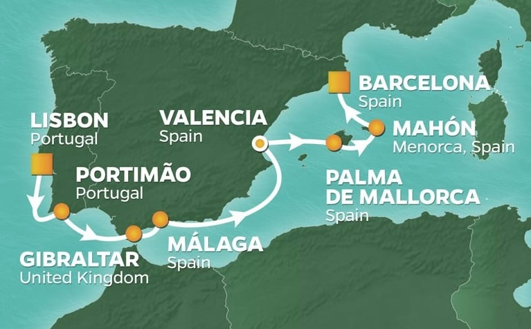 <h2>2019 Iberian Peninsula Golf Cruise</h2>8 Nights | 5 Rounds | Lisbon to Barcelona | May 3 – 11